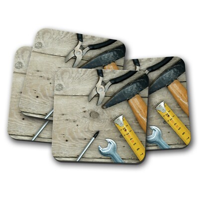 4 Set - Awesome Handyman Tools Coaster - DIY Spanner Hammer Men's Gift #16454