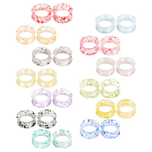PAIR-ULTRA THIN EAR SKINS TUNNELS-Colorful Dots Silicone Ear Gauge-Soft Ear plug