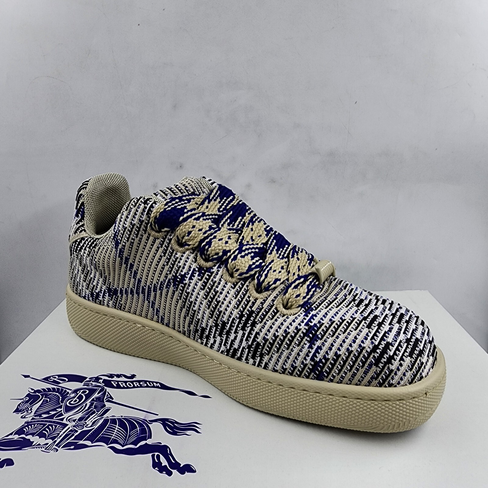 Burberry Check Knit Box Sneakers Men's 43.5/10.5 US Lichen Multi Lace Up Closure - Picture 10 of 16