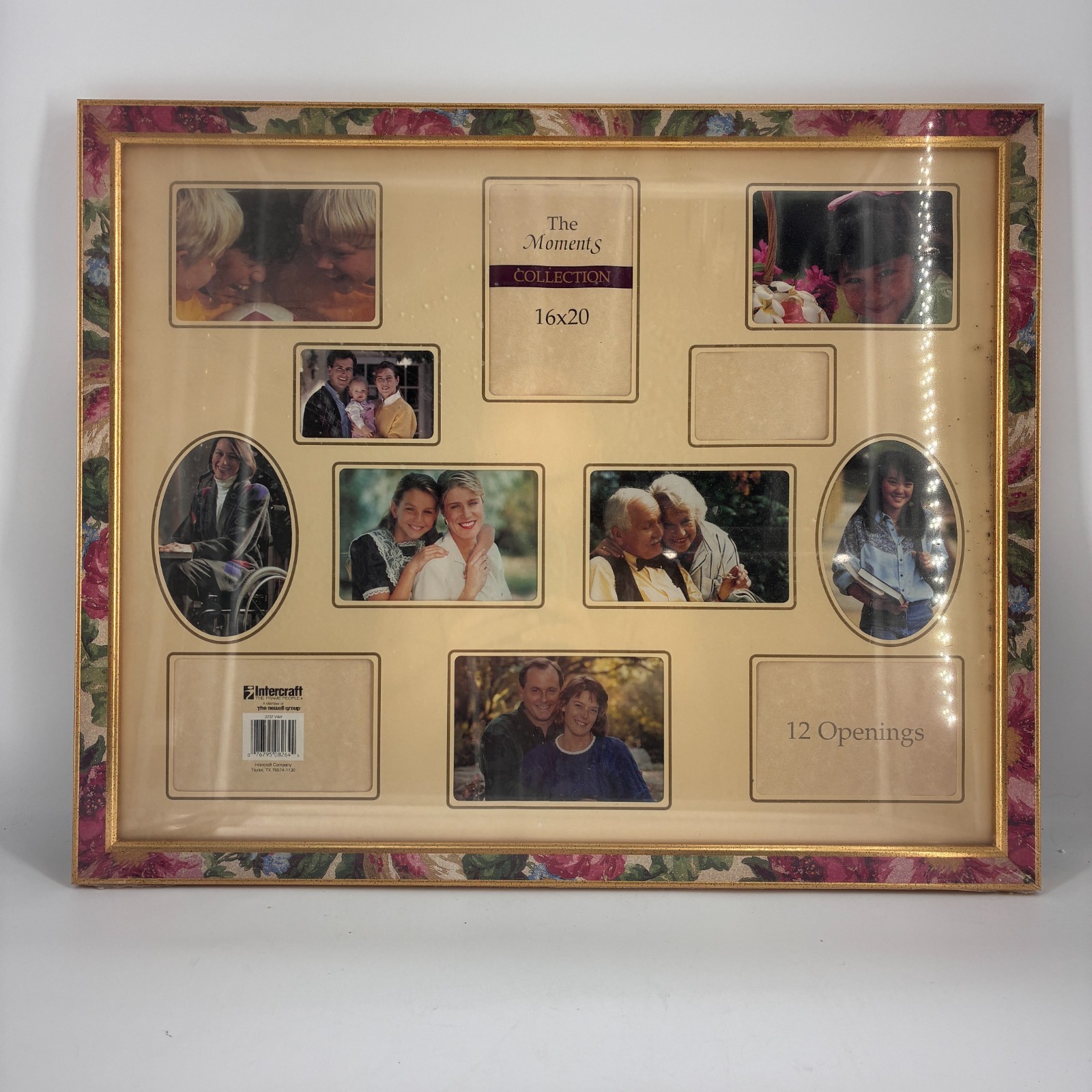 VTG Intercraft Picture Frame Collage 12 Openings Retro Gold Floral