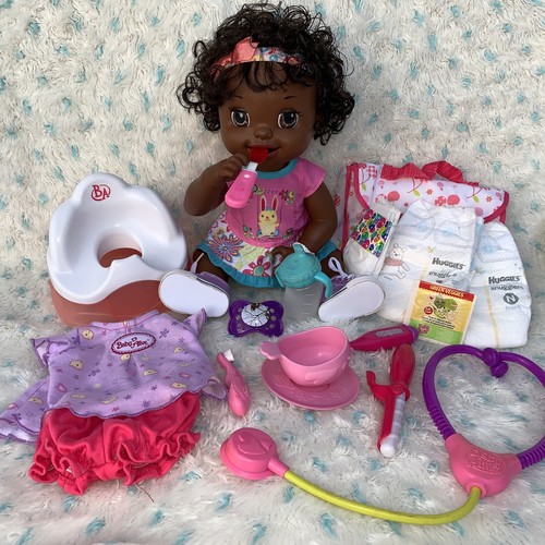 Baby Alive Learns to Potty 2007 African American Doll LOT