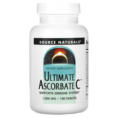 Source Naturals Ultimate Ascorbate C 1000 мг 100 таблеток без молочных продуктов, без яиц,
