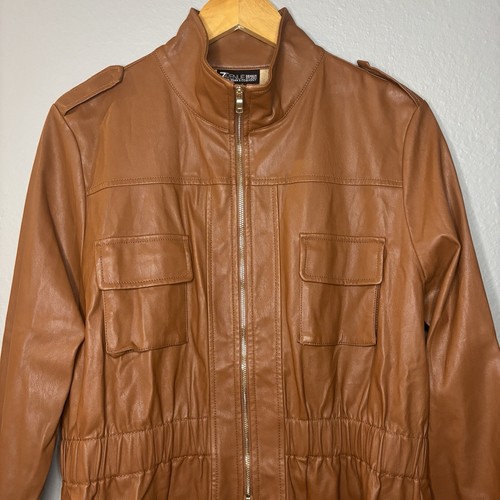 Leather Jacket Women's Size Large Brown 7TH AVENUE Design