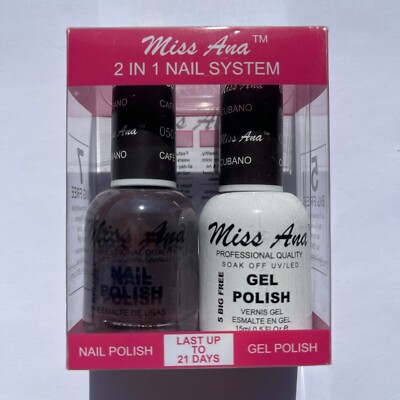 MISS ANA UV LAMP NAIL GEL POLISH DUO SOAK OFF GEL BASE/TOP COAT COLOR SET 15ML