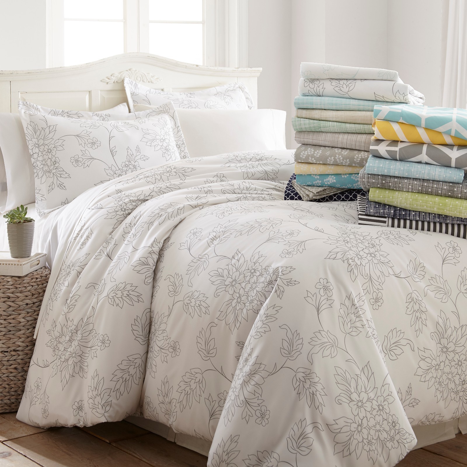 Ultra Soft 3PC Patterned Duvet Cover Set Spring Kaycie Gray 