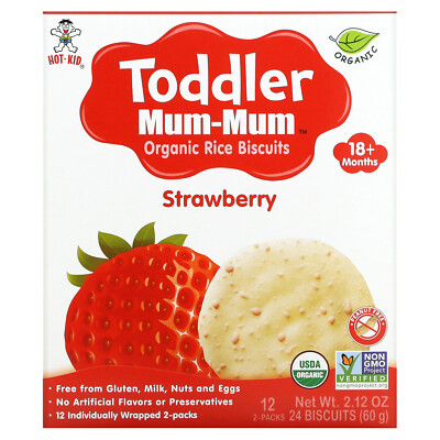 Hot Kid, Toddler Mum-Mum, Organic Rice Biscuits, Strawberry, 12 Packs, 2.12 oz