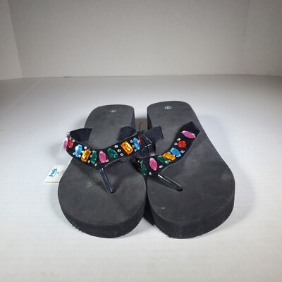Freds Eva Jeweled Thong Wedge Sandals Size 6-10