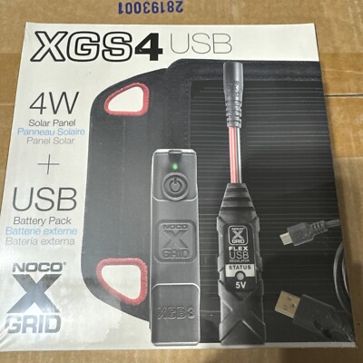 NOCO XGrid XGS4USB 4W Portable Solar Panel and USB Kit Off Grid Camping Charger