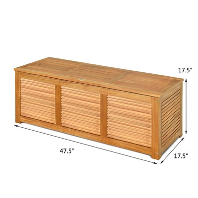 Acacia Wood Deck Box 47 Gallon Garden Backyard Storage Bench Container