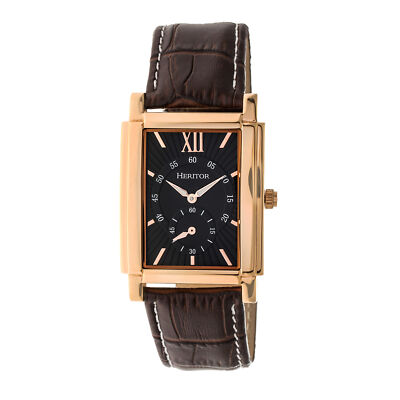 Pre-owned Heritor Automatic Frederick Leather-band Watch - Rose Gold/black