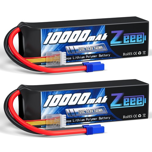 2PCS Zeee 4S Lipo Battery 10000mAh 14.8V 120C EC5 for Xmaxx RC Car Truck Tank