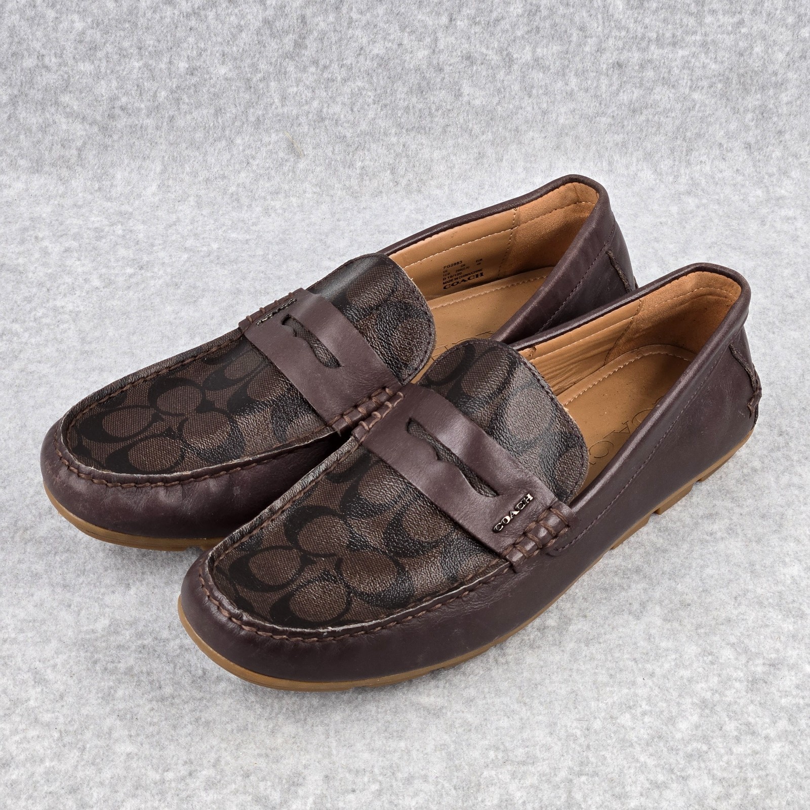 Coach Loafers Shoes Mens 12 D Brown Leather Mott Driver Slip