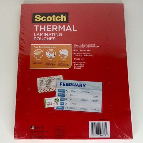 Scotch Thermal Laminating Pouches 8.5” X 11” 50 Pack TP3854-50 New Sealed