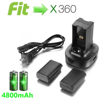 2x 4800mAh Battery Pack Charger stand for Microsoft Xbox 360...