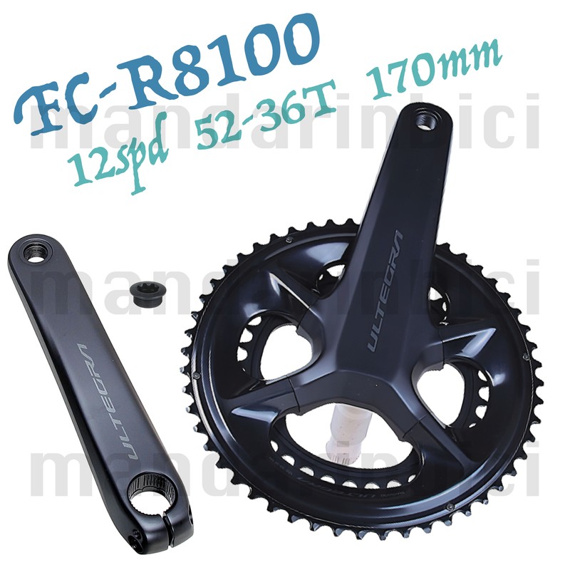 New SHIMANO Ultegra R8100 52/36T 170mm Black Crank 12 speed OEM