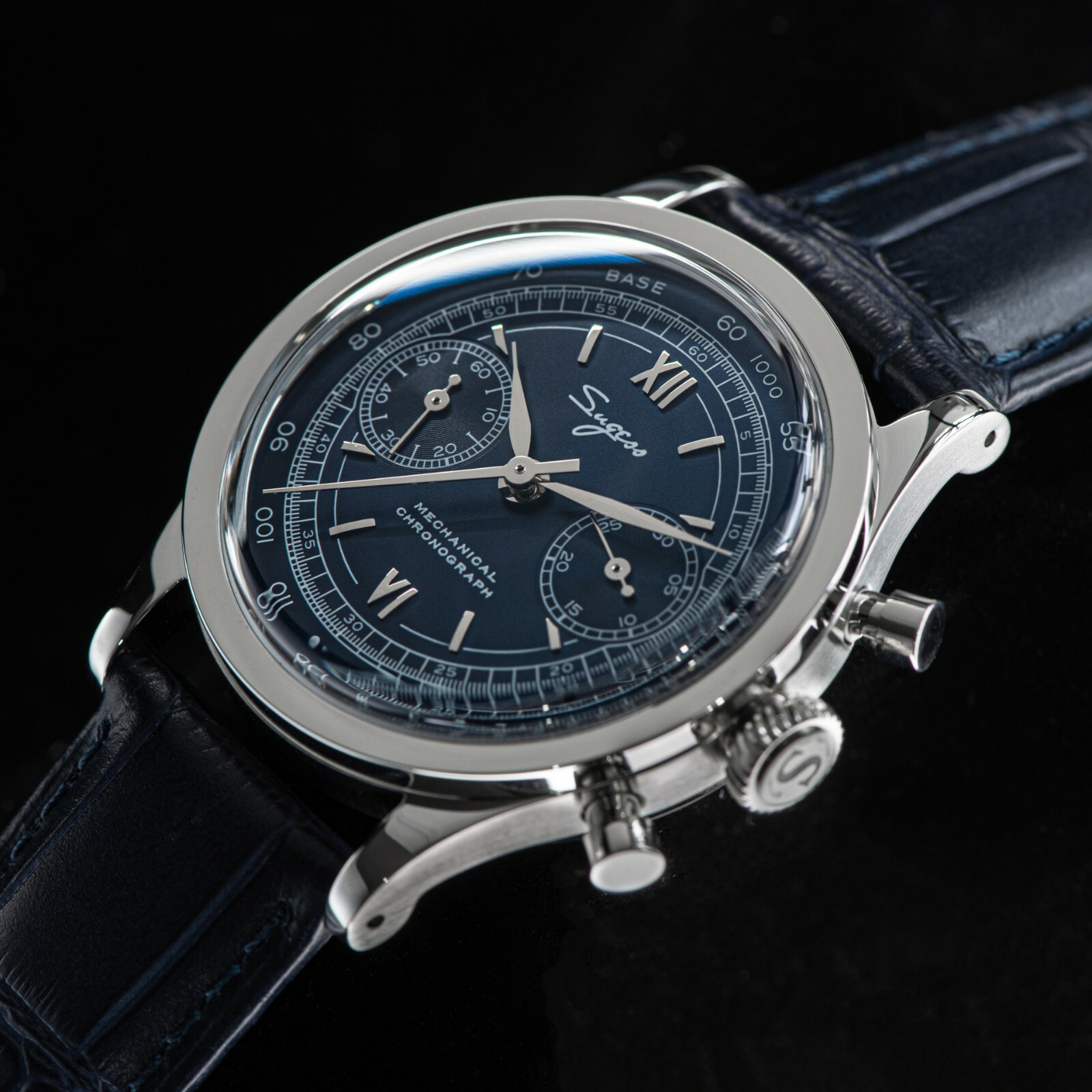 SUGESS SEAGULL SUGESS ST1901 PANDA 38MM DARK BLUE CHRONOGRAPH DOMED SAPPHIRE 1963 BNIB
