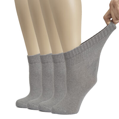 Hugh Ugoli Cotton Diabetic Women's Socks, Loose, Wide Stretchy, Thin 4 Pairs