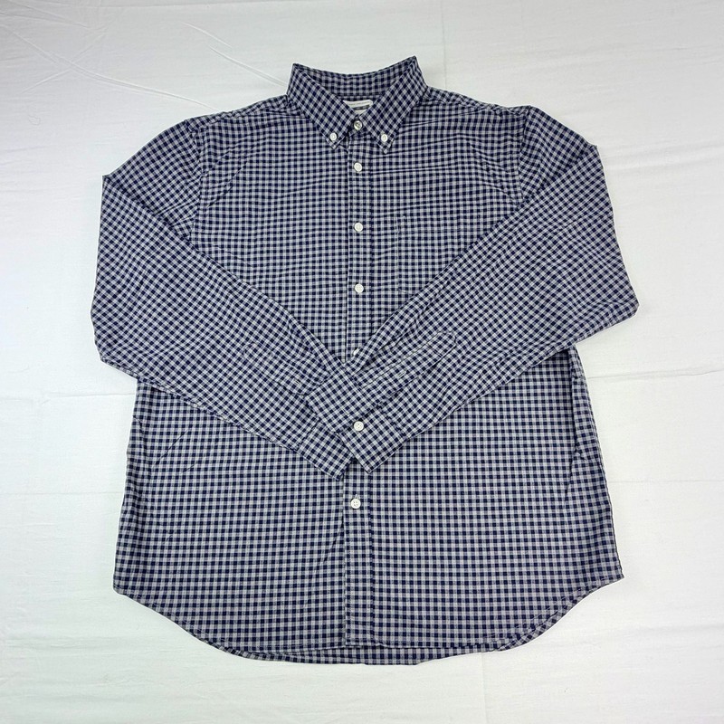 Old Navy The Classic Shirt Size L Blue Gingham Plaid Button Down