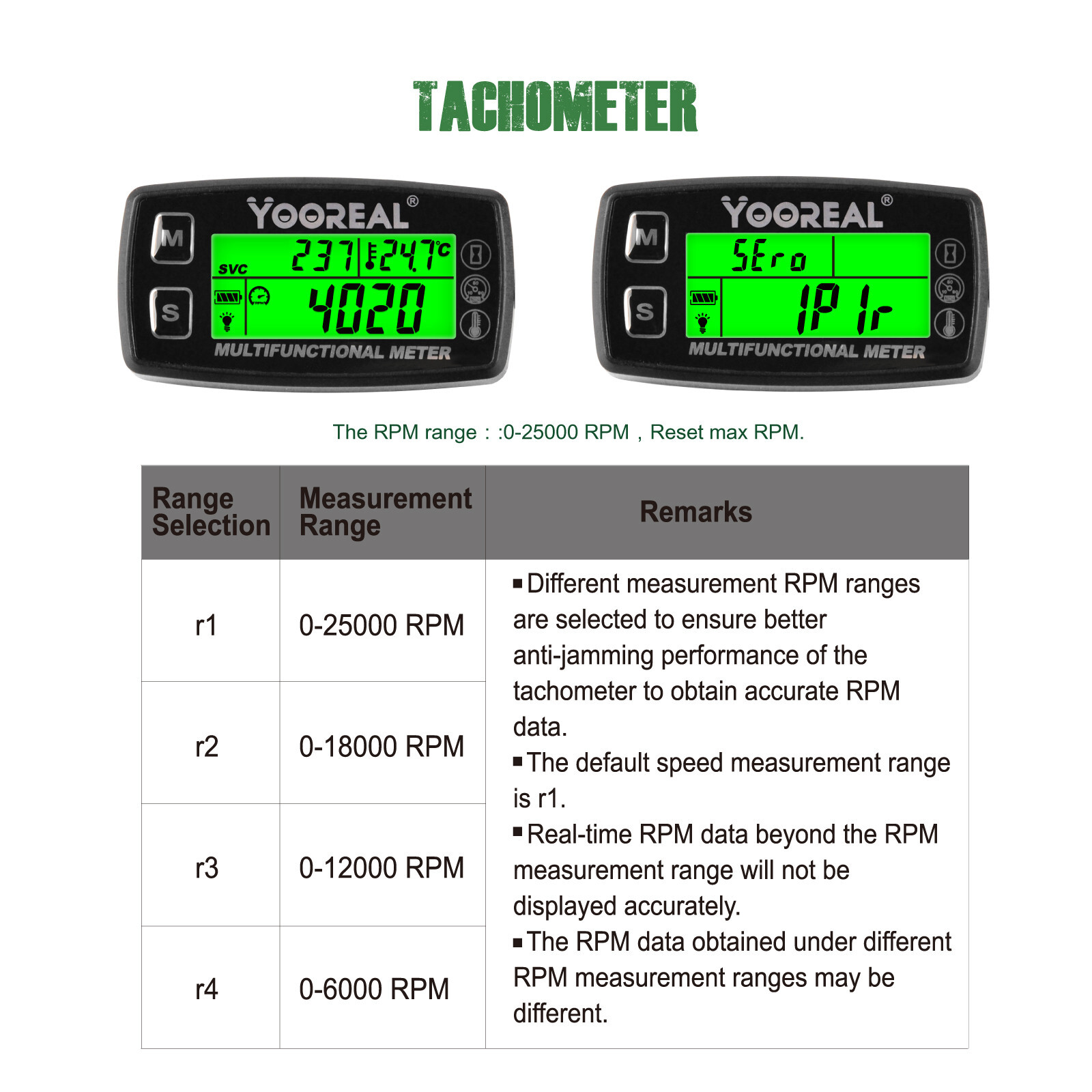 Digital Engine Temperature RPM Gauge Tachometer Hour Meter of motorcycle Tractor