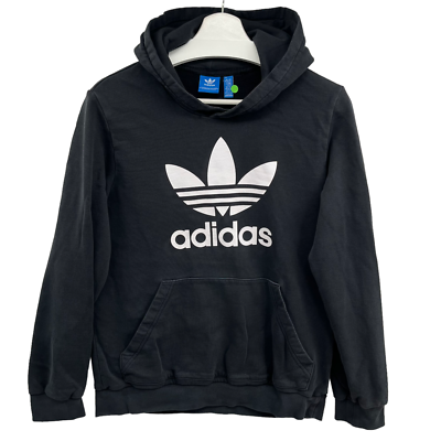 Adidas Pullover Hoodie Youth XL Spellout Logo Black Sweatshirt