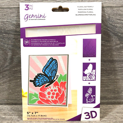 Floral Butterfly 3D Embossing Folder and Stencils 5''X7'' Flowers Butterfly 3Pc