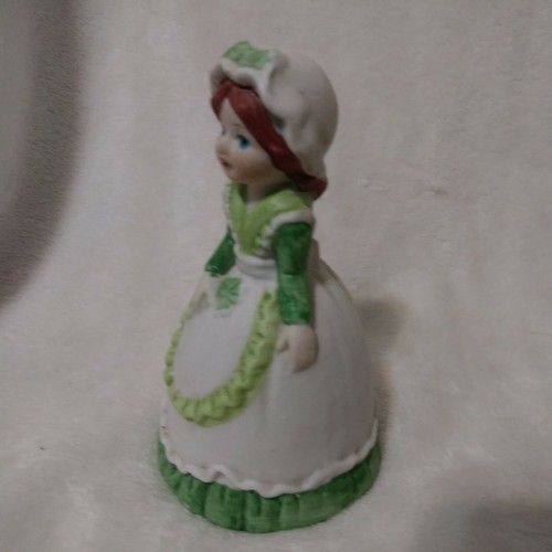 March Shamrock Lady Girl Bell Green White JSNY Made in Taiwan LUCK Porcelain