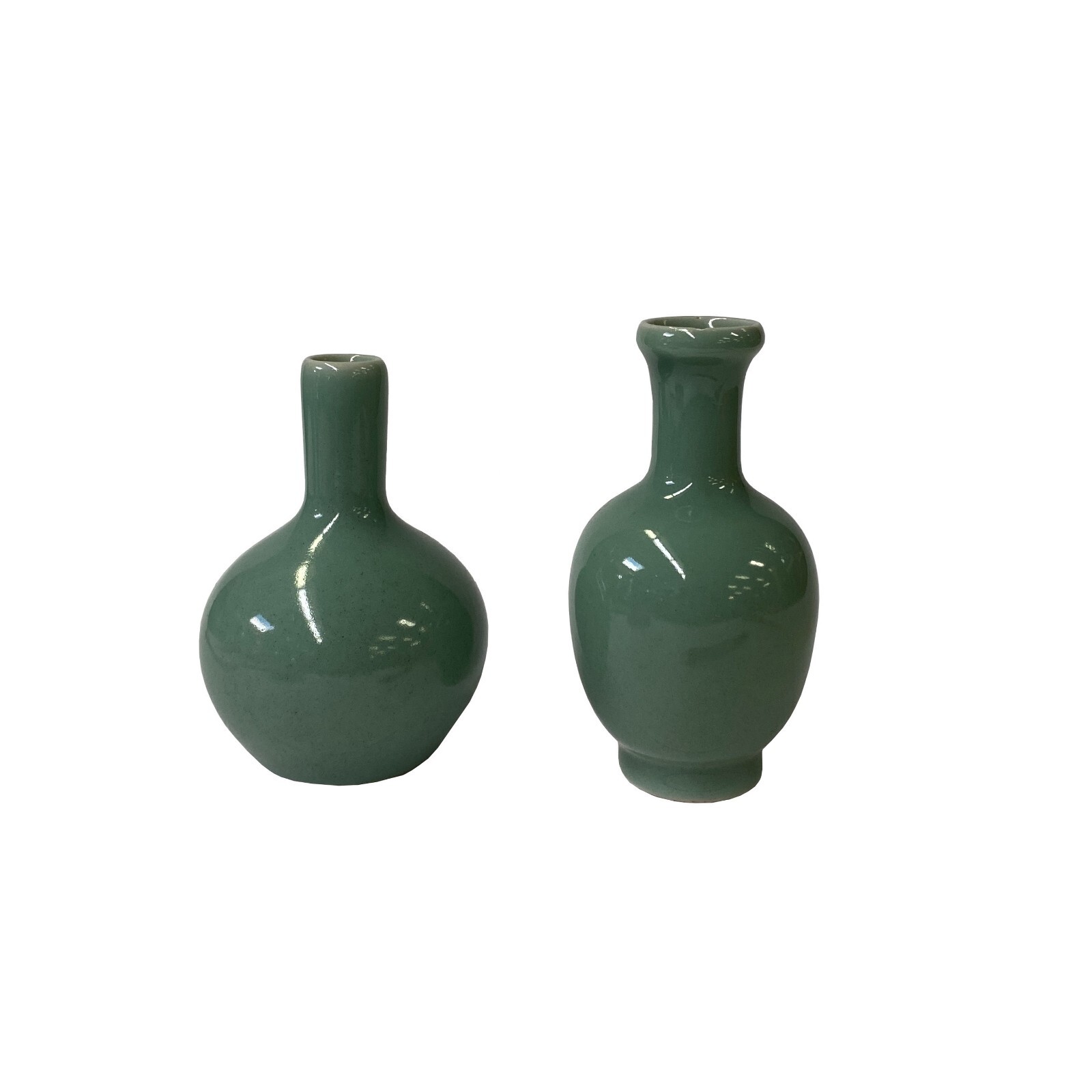 2 x Chinese Clay Ceramic Ware Wu Light Celadon Small Vase ws2811S 2 x Chinese Clay Ceramic Ware Wu Light Celadon Small Vase ws2811S