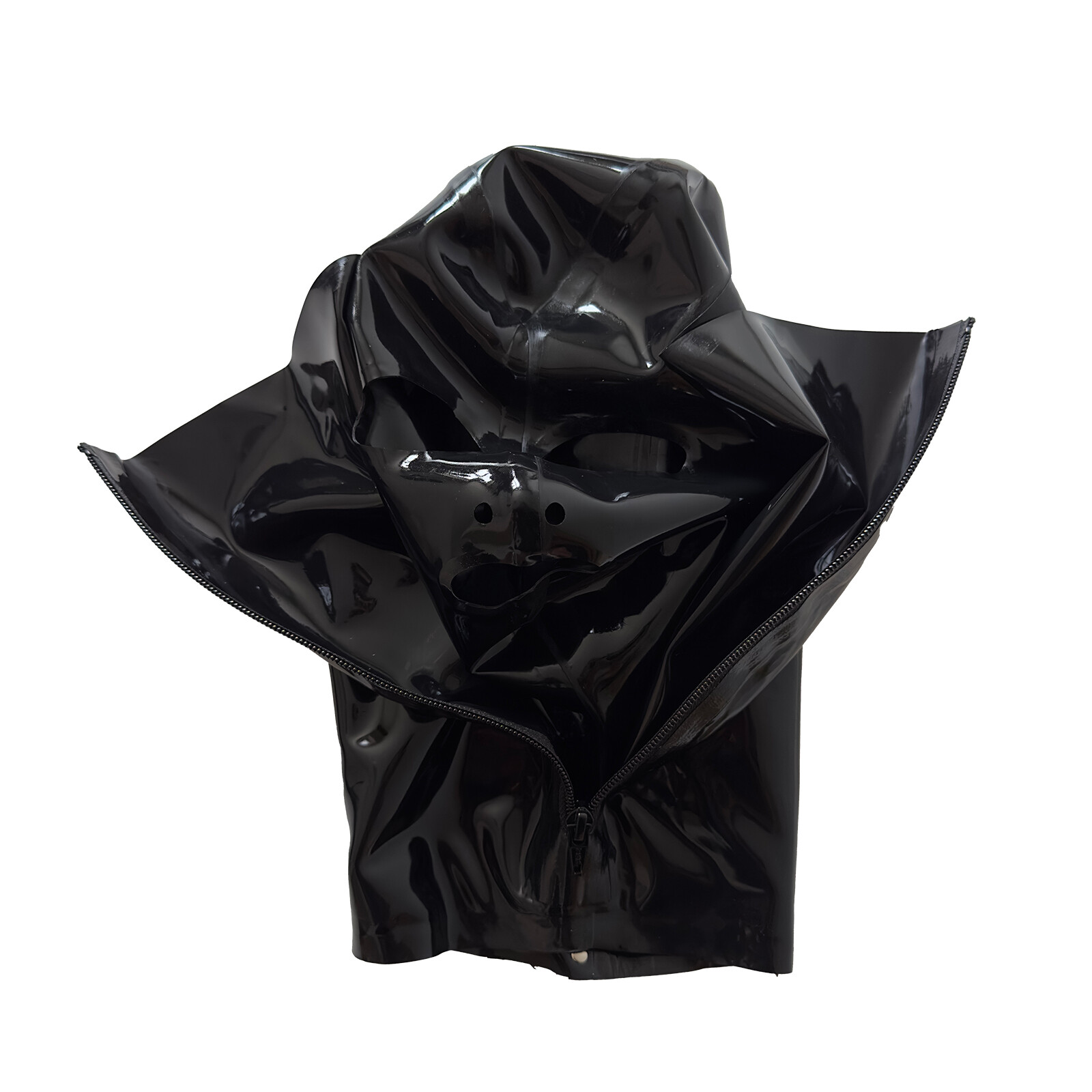 Black Latex Hood with Back Zipper Rubber Mask For Fetish BDSM Cosplay Clubwear