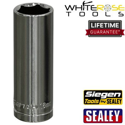Siegen WallDrive  Socket 16mm Deep 3/8''Sq Drive Sealey Hardened Tempered