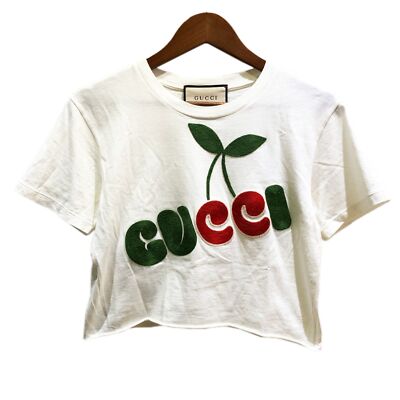 GUCCI White XS Short-sleeved Cherry Logo T-Shirt - Authentic