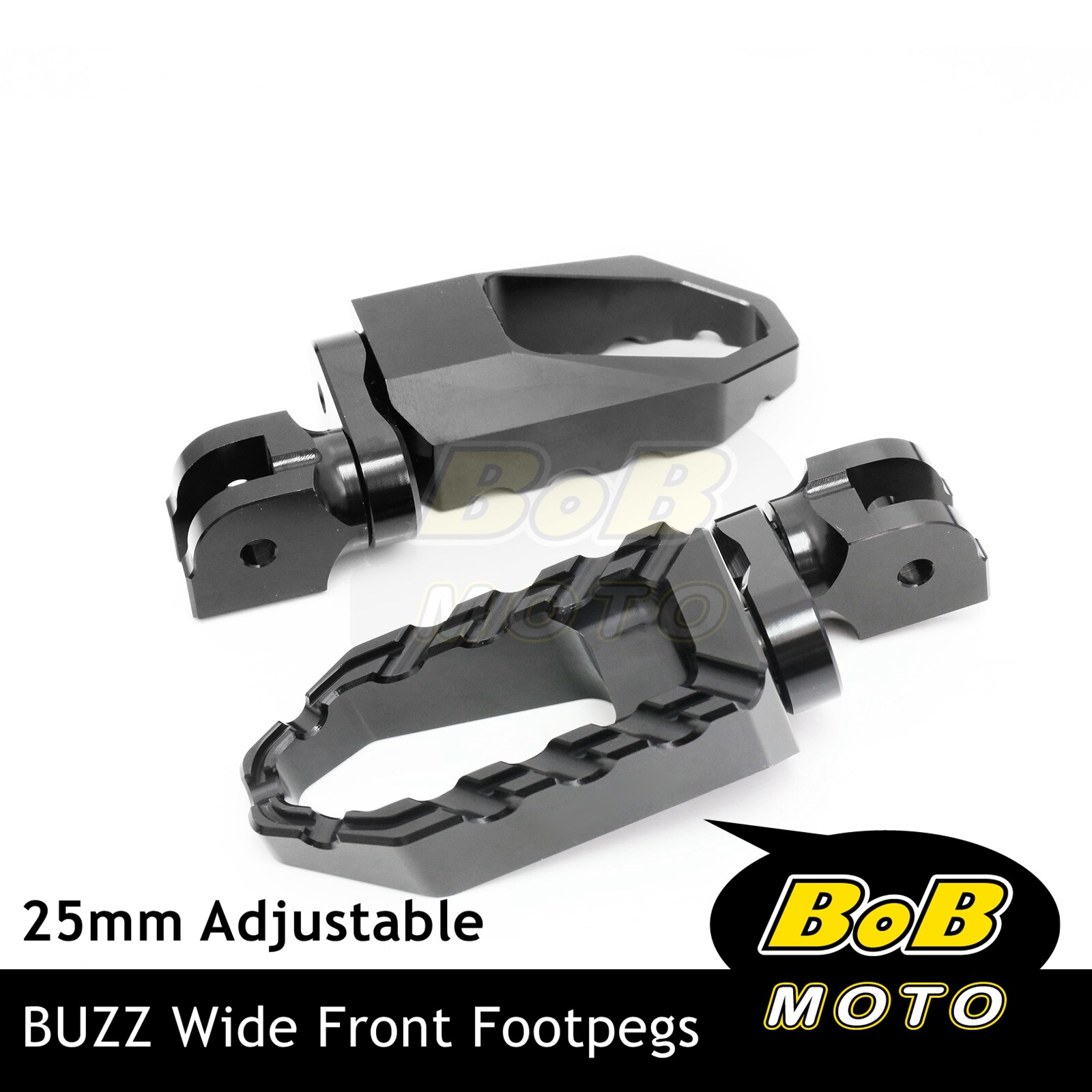 petcha BLACK BUZZ Front Foot Pegs 25mm Lower For Yamaha Tracer 900