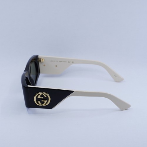 Pre-owned Gucci Gg1664s 001 Black/ivory/grey 51-21-140 Sunglasses Authentic In Gray