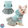 Dog Hoodie Dress Winter Pet Sweaters for Small Dogs Girl Cold Weather Warm Puppy Dresses Plaid Pet Clothes Outfits for Chihuahua Yorkie Teacup Cat Skirt Coat Apparel Clothing (XX-Small, Blue)