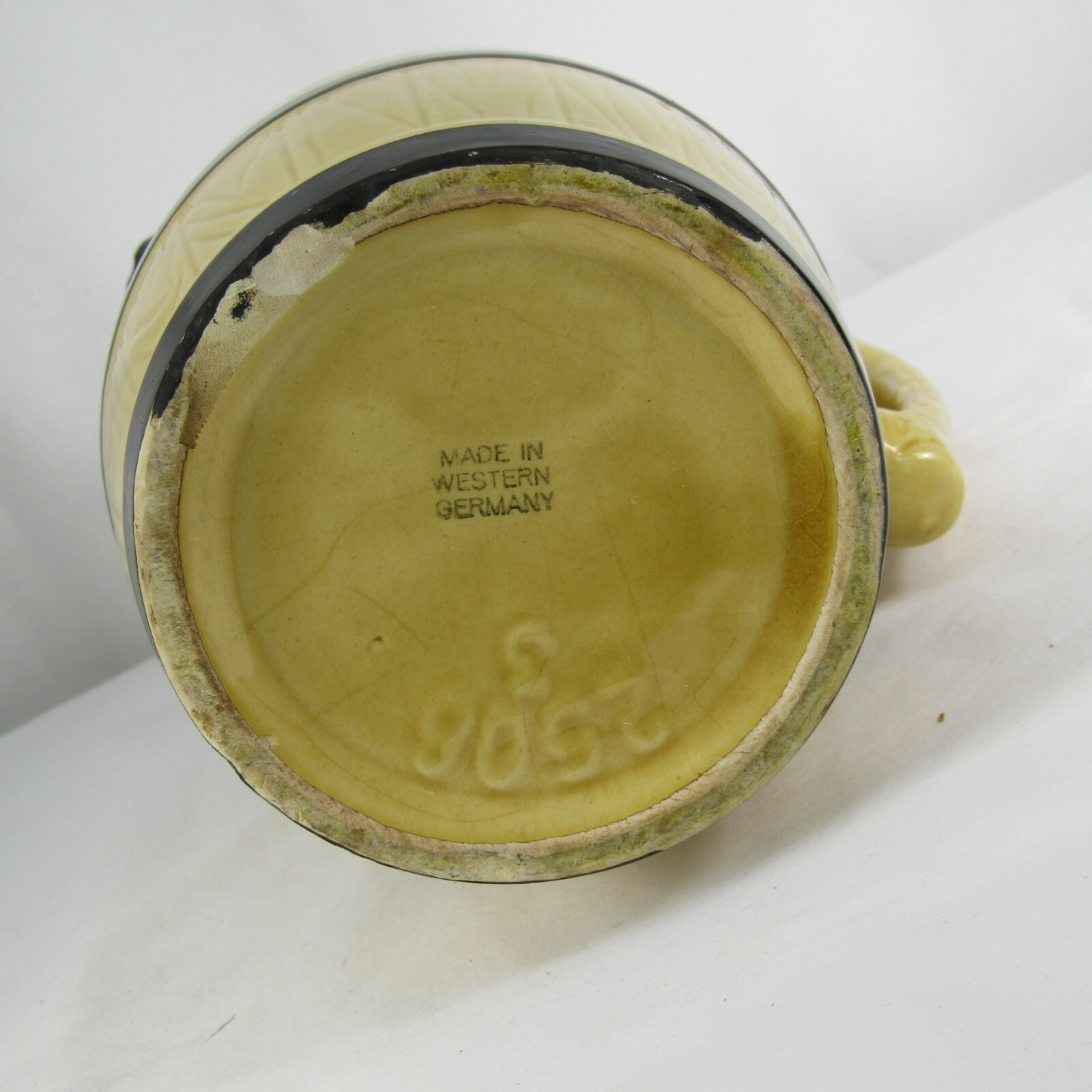 Ceramic Barrel Beer Pitcher Jug Made in Western Germany Man Cave 8.5 Inches