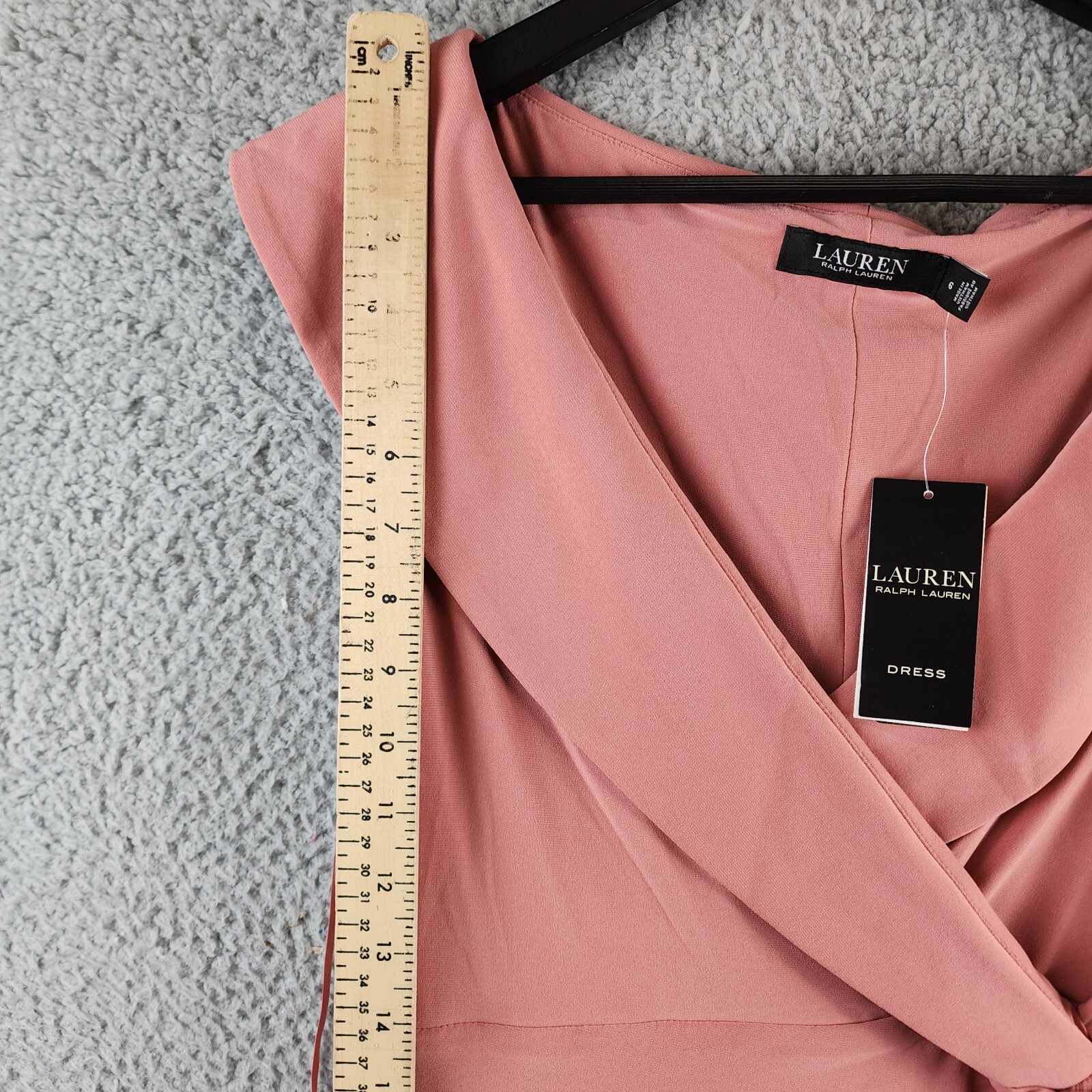 Lauren Ralph Lauren Jersey Off-the-Shoulder Gown Womens 6 Pink Mahogany Side Zip - Picture 9 of 15