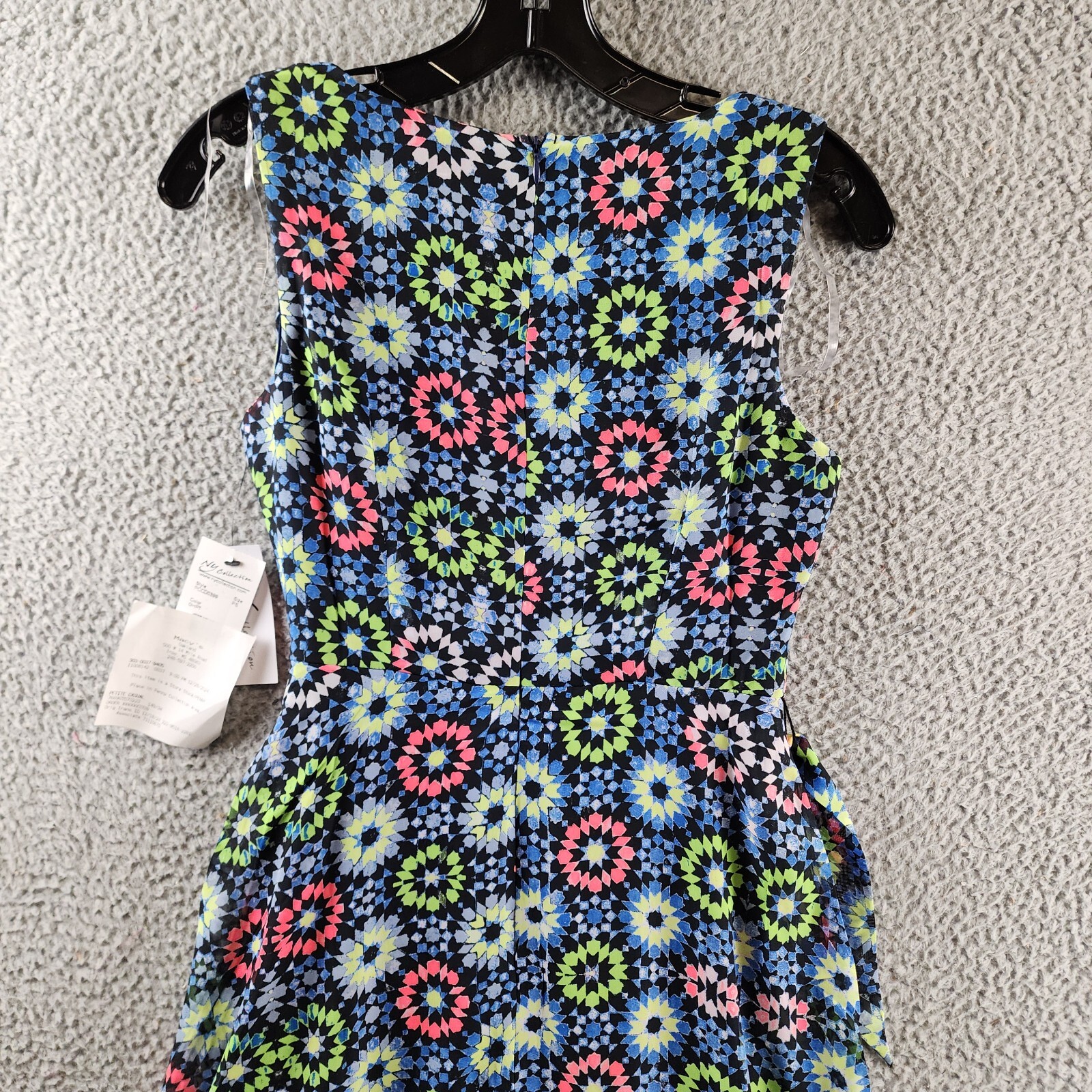 NY Collection Petite Sleeveless Belted Chiffon Maxi Dress Women's PS Blue Multi - Picture 7 of 13