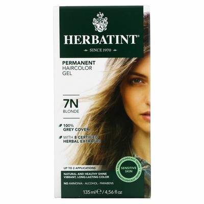 Стойкая краска для волос Herbatint Gel 7N Blonde 4, 56 жидких унций, 135 мл, без спирта,