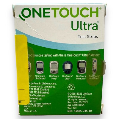 One Touch Ultra Test Strips 100 Count Exp 11/2024 OneTouch New In Box