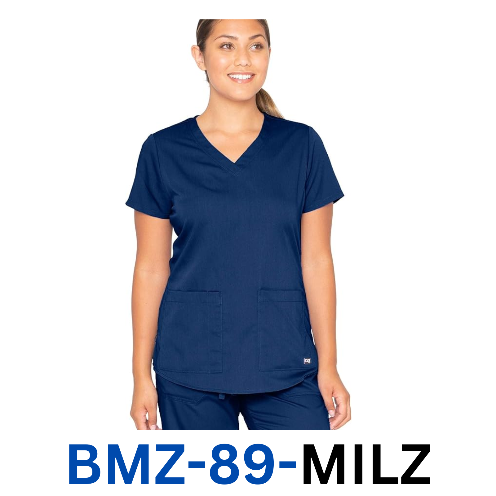Grey's Anatomy Women's Two Pocket V-Neck Scrub Top with Shirring Back, Indigo, X