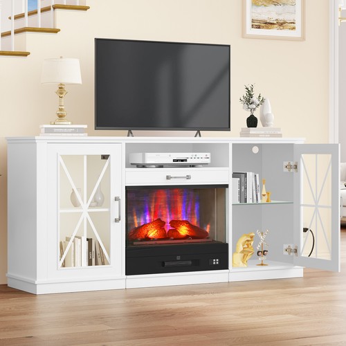 W/drawable Electric Fireplace + Storage For Tvs Up To 80"
