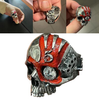 Halloween Five Finger Death Punch Retro Vintage Gothic Skeleton Head Party Ring