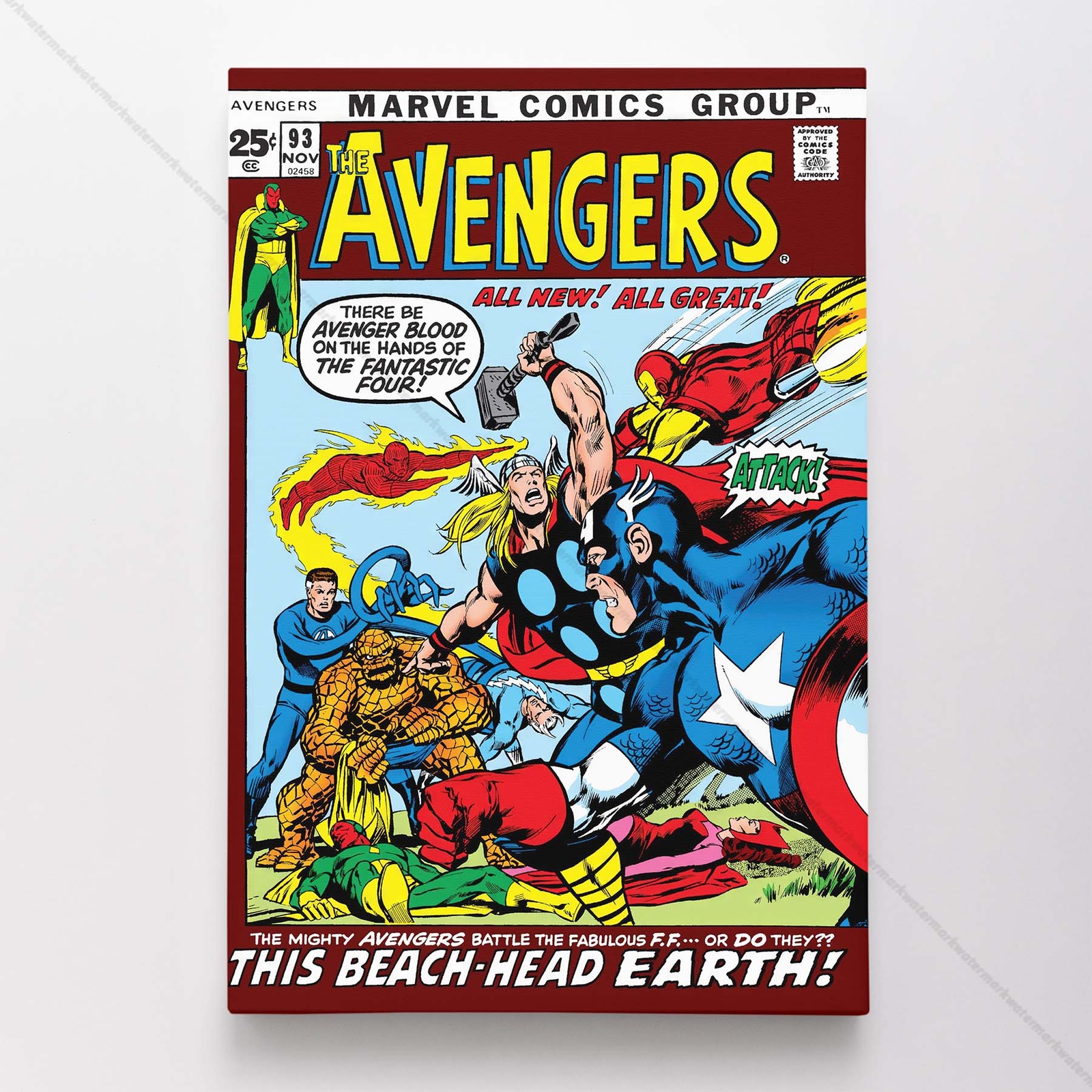 Avengers #93 Poster Canvas Mightiest Heroes Marvel Comic Book Art Print