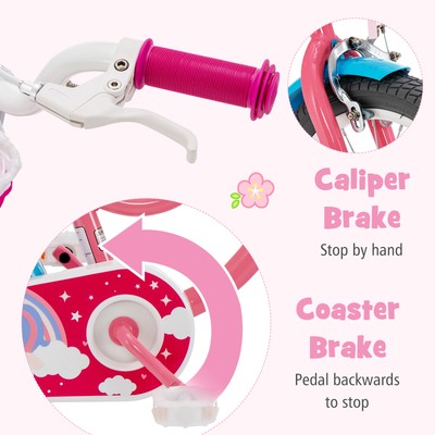 18 Inches Kids Bicycle w/Training Wheels & Basket for Boys & Girls Age 5-9 Years