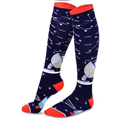 Knee High Crew Women Size 9-11 6 pairs Cotton Crazy Funky Girls Novelty Socks