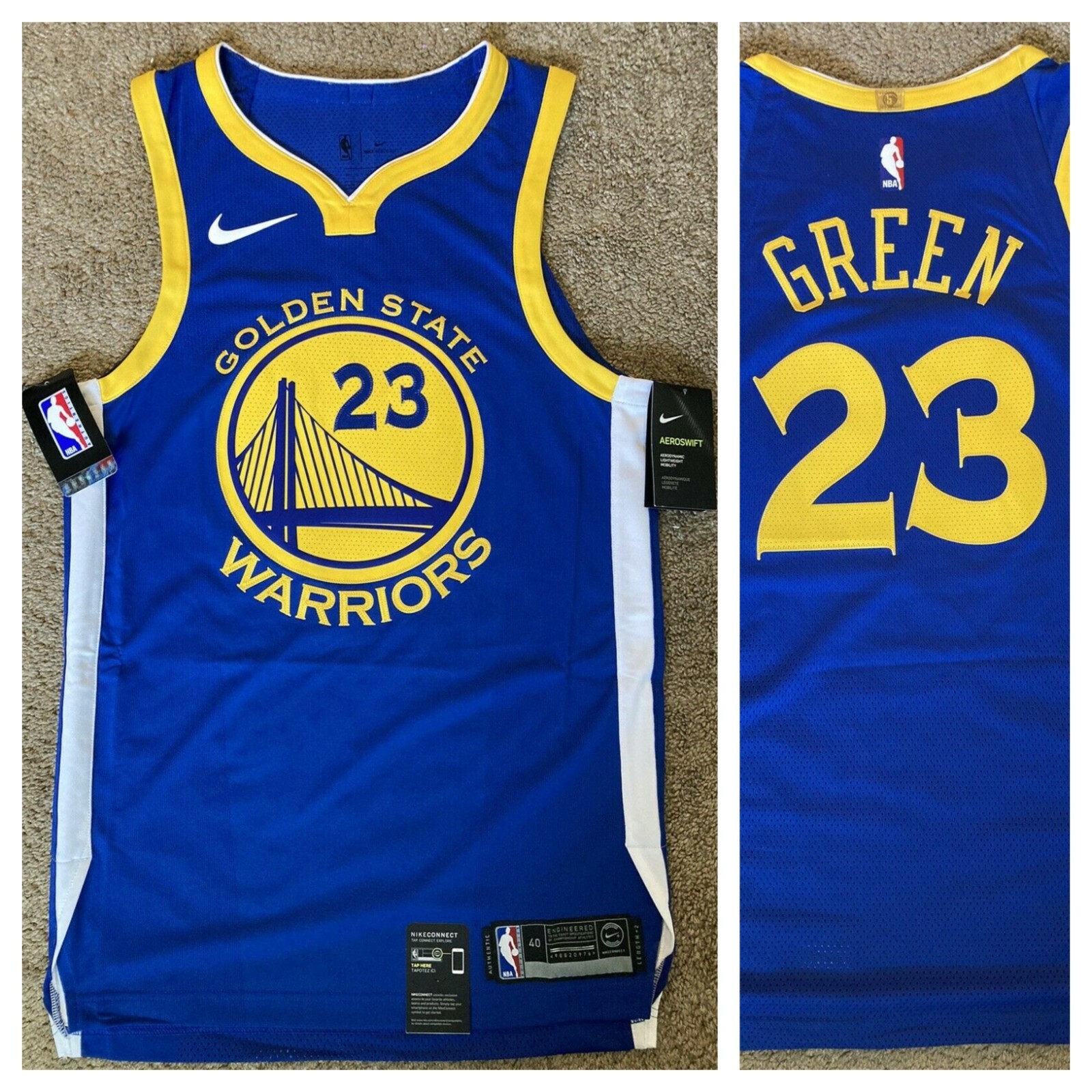 $200 Authentic Nike NBA Golden State Warriors Draymond Green Sewn