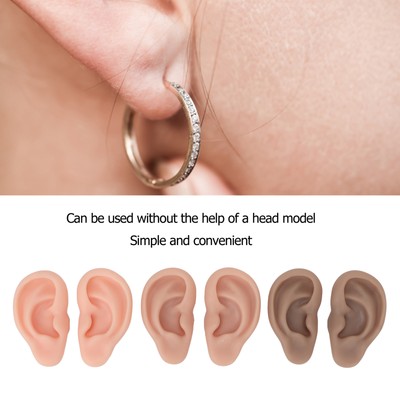 3 Pairs Silicone Ear Model Soft Fake Ears Ear Piercing Practice For Cosmetol NF9