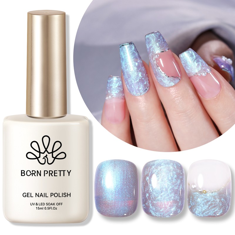 White Blue Pearl Gel Nail Polish