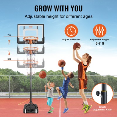 VEVOR 32" Basketball Hoop Adjustable Height Backboard System for Outdoor Indoor