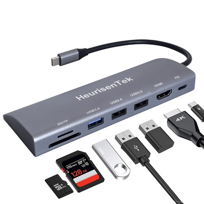 USB C Hub 3.0 Type C to 100W PD Power Delivery 4K 30Hz HDMI USB TF SD Card Sl...
