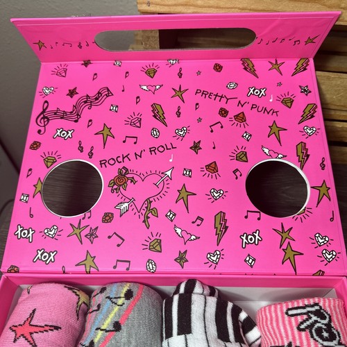 Betsey Johnson Ladies 5 Pair Of Crew Socks (Betsey’s Mixtape) New In Box 5 Not 7